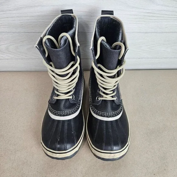 Sorel Black Fossil Boots Womens Size 7 NL1717-010 Waterproof Winter Snow Lined - Picture 3 of 10